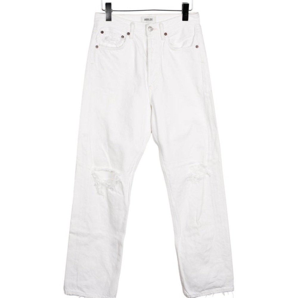 White Distressed Straight-Leg Jeans size 25 Agolde